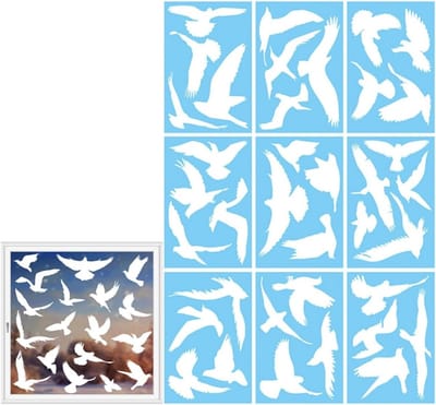 Raamstickers voor vogels - Anti-botsing stickers, herbruikbaar en transparant, groot formaat raamdecoratie voor binnen en buiten, 37 stuks
