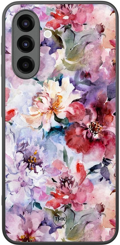 Hoesje geschikt voor Samsung Galaxy A26 - Bloemen acryl - Multi - TPU case - Bloemen - Hardcase zwart telefoonhoesje
