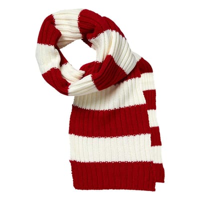 Apollo - Feest kindersjaal 2 x 2 rib - rood/wit - junior - 150 CM - Sjaal meisje - Sjaal jongen - Carnaval - Kinder sjaal - Sjaal kind - Gekleurde sjaal