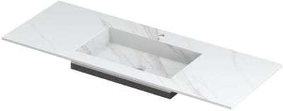 INK Post Wastafel Keramische Slab Envelop Bak Midden met 1 Kraangat - 1200x450x10 mm - Calacatta Mat