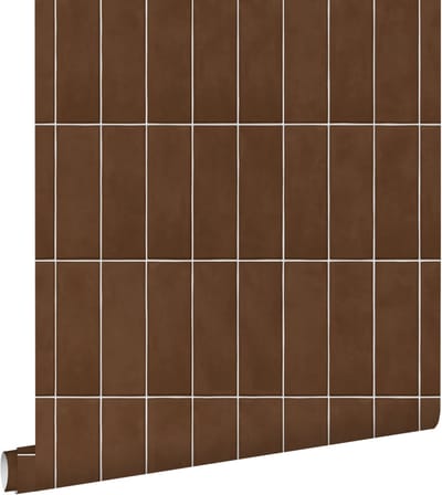 ESTAhome behang tegelmotief donkerbruin - 50 x 900 cm - 131533