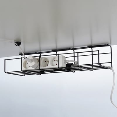 Kabelorganizer voor onder het bureaublad, metaal, zwart