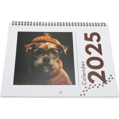 Calendrier 2025 Photos de Chiens Mignons et Drôles Espace de Notes Ample Suspendable Calendrier Mensuel 2025 black
