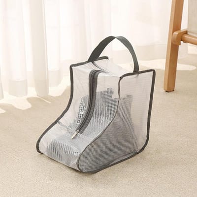 Schoenen Stofhoes Mesh Transparante Schoenen- en Laarzen Opbergtas met Rits Draagbare Reisstof Organizer Beschermtas beige