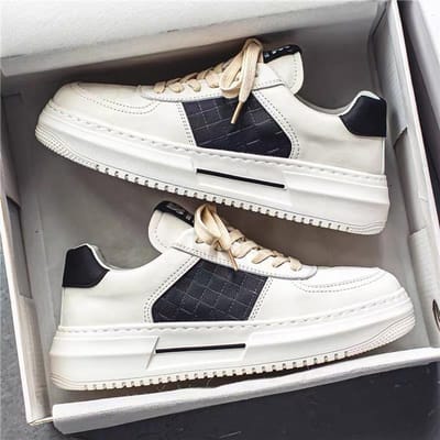 Herenschoenen Lente Nieuwe Ademende Witte Schoenen Heren Trendy Veelzijdige Sneakers met Dikke Zool Casual Studentenschoenen 44 white
