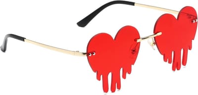 Hartvormige Zonnebril - Creatieve Bril Feestaccessoire - Feestelijke Outfit - Lichtgewicht Stevig Frame - 15x12.8x1 cm - Rood