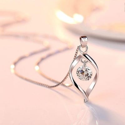 Nieuwe 925 Sterling Zilveren Vrouwen Kettingen Fashion Drop Shape Hanger Hoge Kwaliteit Zirkoon Sleutelbeen Ketting Sieraden Lengte 45 CM beige