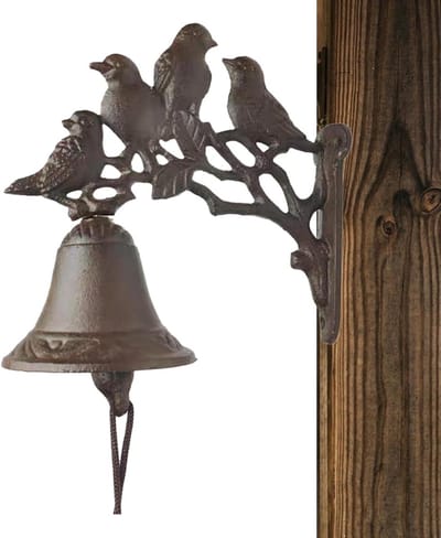 Deurbel met Vorm - Boerderij Bel - Gast Ontvangen - Gietijzeren Vogel Design - 21 x 18 cm - Bronskleurig