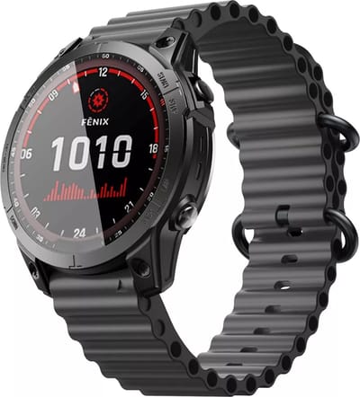 Strap-it Ocean siliconen bandje - geschikt voor Garmin Fenix 5 (Plus) / Fenix 6 (Pro) / Fenix 7 (Pro - Sapphire - Solar) / Fenix 8 - 47mm / Quatix 5 - 6 - 7 / Epix Gen 2 - 47mm / Forerunner 745 / 935 / 945 / 955 / 965 (zwart)