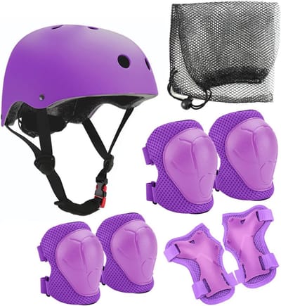 Veiligheidsuitrusting Set - Beschermingsset Sport - Buitensporten Bescherming - Compleet met Helm - Hoofdomtrek 51-54cm - Zwart