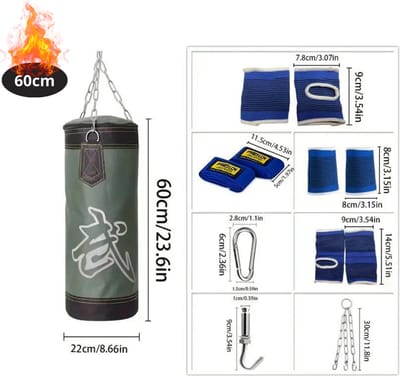 Nivard Bokszak - Bokspaal - Bokszak Ophangsysteem - Volwassenen - Kickboks Zak - Stootzak - Punching Bag - Boxzak - Sport - (Niet Gevuld) - 60cm - Groen