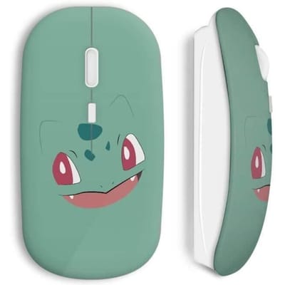 Souris Sans Fil - Bulbizarre - Art Pokemon - USB Wifi - Compatible Mac et PC - Vert