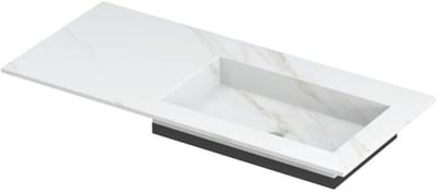 INK Post Wastafel Keramische Slab Envelop Bak Rechts Zonder Kraangat - 1000x450x10 mm - Calacatta Mat
