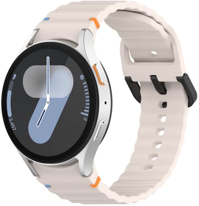 Siliconen wave bandje - geschikt voor Samsung Galaxy Watch 7 (40 & 44mm) / Watch 6 (Classic) / Watch 5 (Pro) / Watch 4 (Classic) / Watch FE - easy pin met gespsluiting - beige