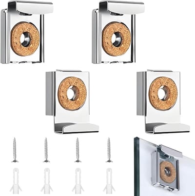 Set van 4 Draadloze Wandspiegels voor Badkamer en Kledingkast - Verstelbare Wandbevestiging in Zilver