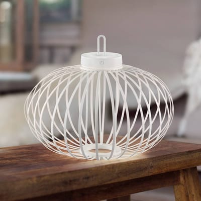 JUST LIGHT. GmbH JUST LIGHT. Akuba LED tafellamp, wit, 37 cm, bamboe