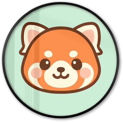 Poster in lijst Rond - Fotolijst 60x60 cm - Posters - Rode panda - Groen - Cartoon - Ronde posterlijst zwart - Decoratie - Wanddecoratie woonkamer - Muurdecoratie slaapkamer
