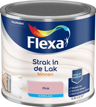 Flexa - Strak In De Lak Binnenlak Zijdeglans - Pink - Mengverf - 500 Ml