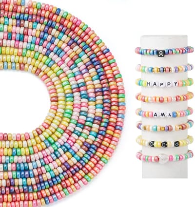 Dailygoods- Kralen 10 Strengen Heishi Kralen - Platte Ronde Kralen - Polymeer Klei Kralen - DIY Sieraden Ambachten - 6x4 mm - 10 Kleuren