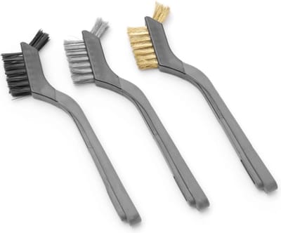 HENDI Set smalle grillborstels – staal, koper en nylon – 178 mm – 3 stuks