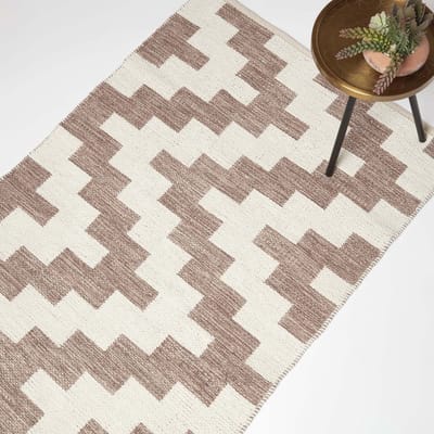 Homescapes Malina handgeweven katoenen vloerkleed - 90 x 150 cm, crème-bruin patroon