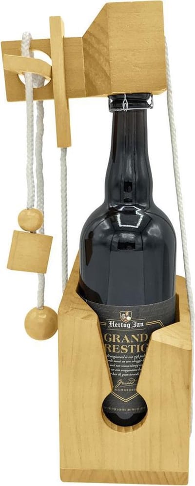 Bubble Up Wijnpuzzel - Bier of Wijnfles puzzel - Relatiegeschenk Cadeau - Houten flessenpuzzel - Breinbreker Wijn accessoires