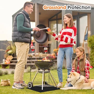 Candala Vuurvaste onderlegger, 50 x 50 cm, hittebeschermingsmat, hittebestendig, brandbeschermingsmat, niet brandbaar, BBQ-grillmat voor gasgrill, houtskoolbarbecue, zwart, H-GRT-YYQ-01283