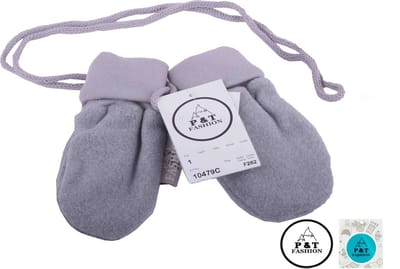 P&T Wanten Baby met touwtje - Micro Fleece - Licht Grijs - 0-1j