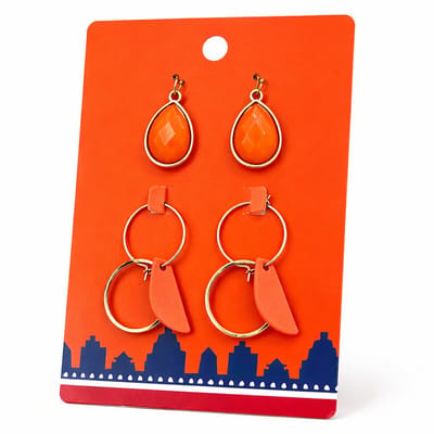 Oranje Oorbellen Set Dames – 2 Paar – Koningsdag & WK Voetbal Accessoires – Feest Oorbellen Set