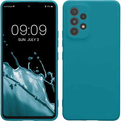 kwmobile telefoonhoesje geschikt voor Samsung Galaxy A53 5G - Hoesje voor smartphone - Precisie camera uitsnede - In mat petrol