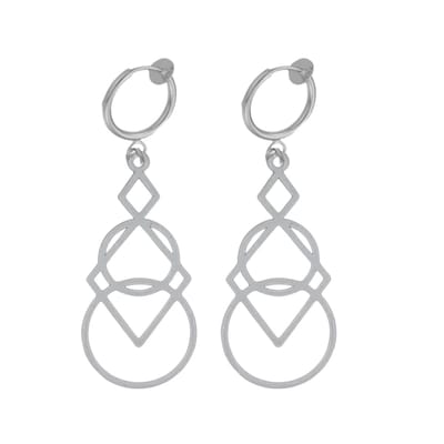 Klem oorbellen -rvs -geo -zilverkleur- geen gaatje- Charme Bijoux