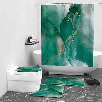 Floraweg Douchegordijn,Shower Curtain,badgordijn,badkamergordijn,Marmeren textuur plus bronzing ,-topkwaliteit - digitale printen -Anti Schimmel - Inclusief 12 ringen -met 12 stuks douchegordijnhaken – Waterdicht -Wasbaar- Polyester - 180x200 cm