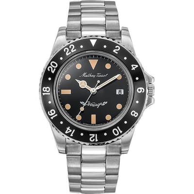 Mathey-Tissot Mathy Vintage Roestvrij Staal Zwarte Wijzerplaat Quartz H900AN Herenhorloge zwart