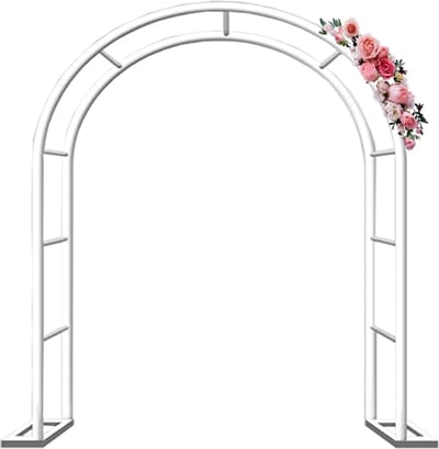 Metalen tuinrooster voor planten, bruiloft rozenboog, stevige witte tuinbogen, 1 m breed x 2 m hoog, perfect voor evenementen en landschapsarchitectuur, anti-roest ontwerp