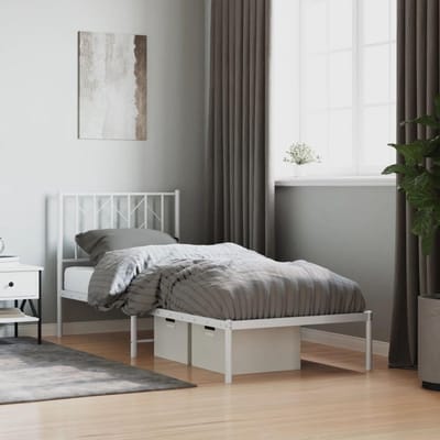 Eenpersoonsbed frame met hoofdbord 80x200 cm, stevig metalen ledikant voor slaapkamer