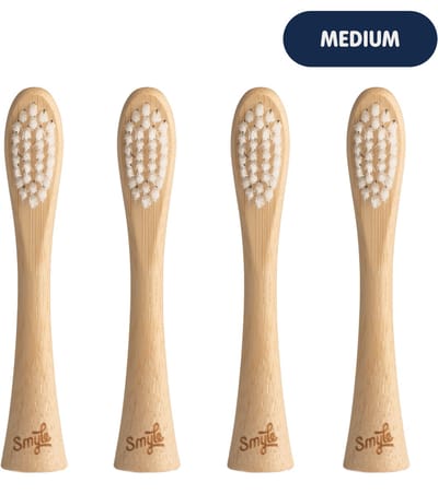 Smyle Opzetborstels voor Smyle E-Brush - Duurzame keuze, 88% minder plastic - medium borstelharen - Bamboe - 4 Stuks