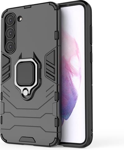 Lunso - Geschikt voor Samsung Galaxy S23 Plus / S23+ - Armor backcover hoes met ringhouder - Zwart