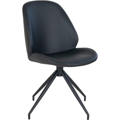 House Nordic Monte Carlo Eetkamerstoel Draaivoet Vegan Leer Zwart - Set van 2