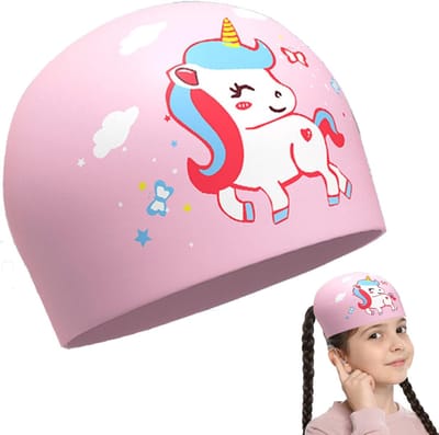 Unisex Zwemcap voor Kinderen, Waterdichte Silicone Cap, Elastische Bescherming voor Jongens en Meisjes, Leuk Cartoon Design