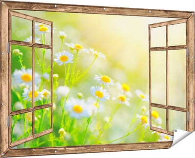 Gards Tuinposter Abstracte Kunst van Bergen - 60x40 cm - Tuindoek - Tuindecoratie - Wanddecoratie buiten - Tuinschilderij