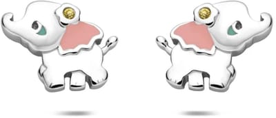 Zilveren gerhodineerde oorknoppen olifant zirkonia 7,5 mm - 1341847