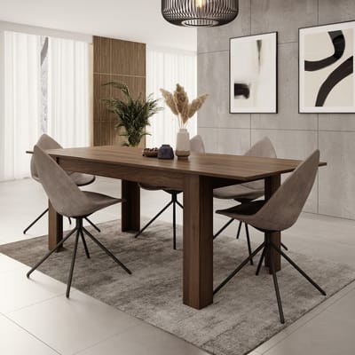 Meubella - Eetkamertafel Uverta - Donker eiken - 220 cm - Uitschuifbaar