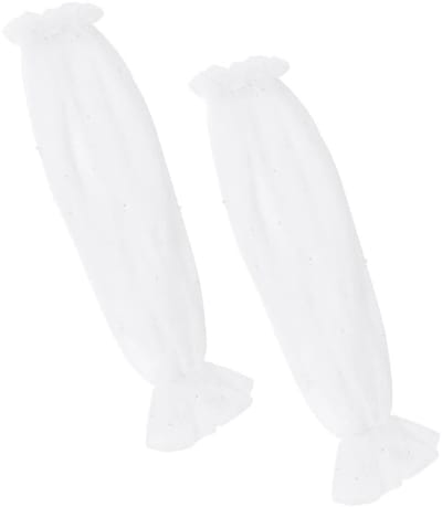 MTTproducts- Trouwmouwen Parelmoer - Afneembare Mesh Pofmouw - Vingerloze Handschoen - 56 cm Lange Nylon - 17 cm Breed - Geschikt voor Trouwjurken - Armmouwen