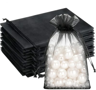 Allecto - Organza zakjes - Geschenken - Eenvoudig te gebruiken - Zwart - Sieradenzakjes - Perfect voor bruiloften en snoep - 50 stuks