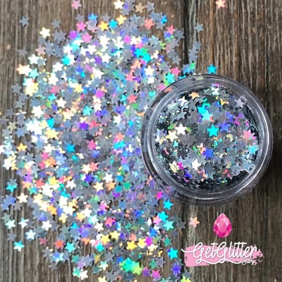 GetGlitterBaby® - Biologische / Biologisch afbreekbare Zilveren Sterren Chunky Festival Glitters voor Lichaam en Gezicht / Biodegradable Face Body Jewels - Zilver Sterretjes