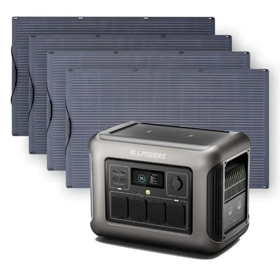 ALLPOWERS Zonnegeneratorset 1800W (R1500 + SF200 200W flexibel zonnepaneel) - R1500+ 4 stuks SF200 zonnepaneel 200W