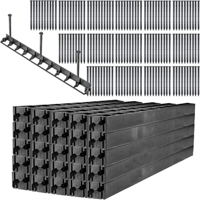 KADAX Gazonrand, 58 mm, 50 stuks + 150 spijkers, bloembedrand van kunststof, gazonafsluiting met kliksysteem, borderrand, borderrand (zwart, set H)