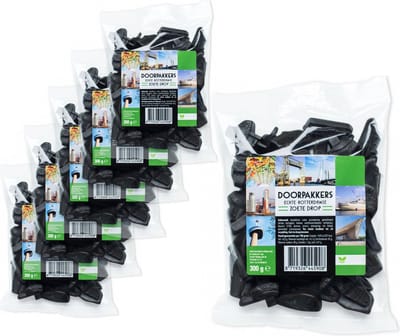 6 Zakken Doorpakkers Zoete Drop á 300 gram - Voordeelverpakking Snoepgoed