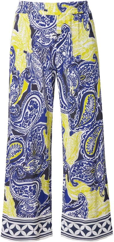 Ulla Popken - Dames - Slinky broek paisley-design wijde pijpen - Sneeuwwit - Maat 42+