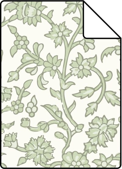 Proefstaal ESTAhome behang vintage bloemen groen - 26.5 x 21 cm - 131519-S